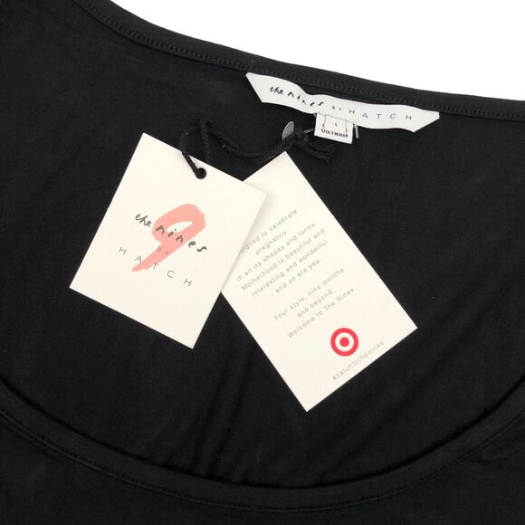 NEW The Nines by Hatch Maternity Bodysuit Black Scoop Neck Short Sleeve Top Sz L - Picture 4 of 8